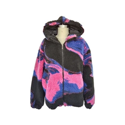 Allover Print Sherpa Jacket Hoody